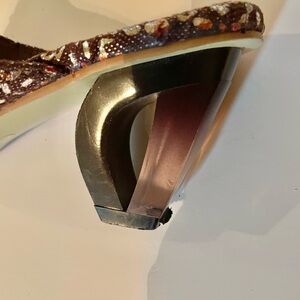 Embellished Women's Sandals gold architectural heel